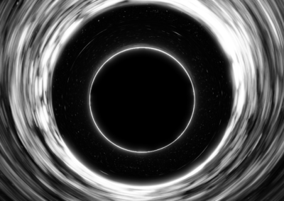 Black hole seen from below, b&w