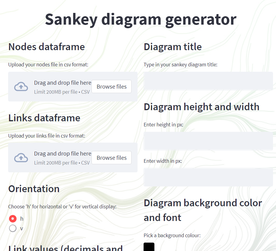 sankey diagram generator webapp interface